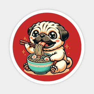 Cute Pug Eating Ramen Magnet